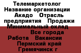 Телемаркетолог › Название организации ­ Акадо › Отрасль предприятия ­ Продажи › Минимальный оклад ­ 30 000 - Все города Работа » Вакансии   . Пермский край,Гремячинск г.